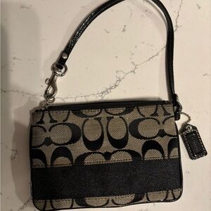 Coach Black and Tan Signature Wristlet